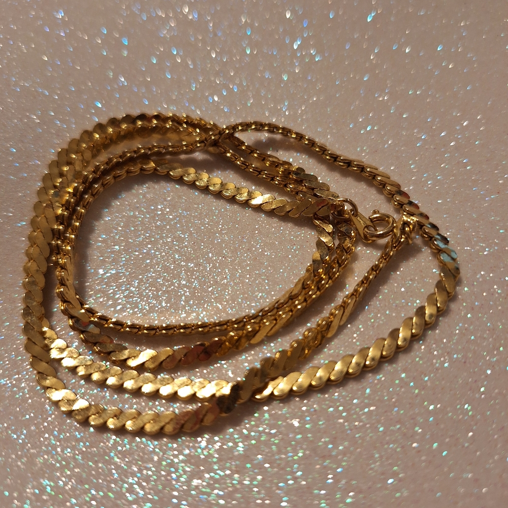 Vintage Flat Curb Chain Necklace Spring Ring Clasp Long Layering Jewelry 29"